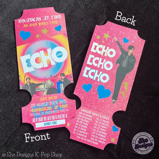 Jin Echo World Tour Custom Faux Memorabilia Ticket: Pastel Party Edition