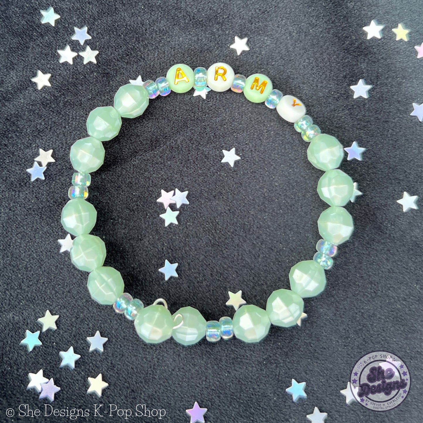 BTS ARMY Inspired Memory Wire Bracelet: Sea Foam Green