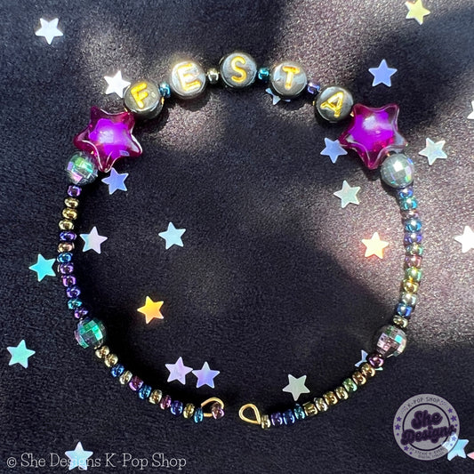 BTS Festa Memory Wire Bracelet: Purple Star ARMY
