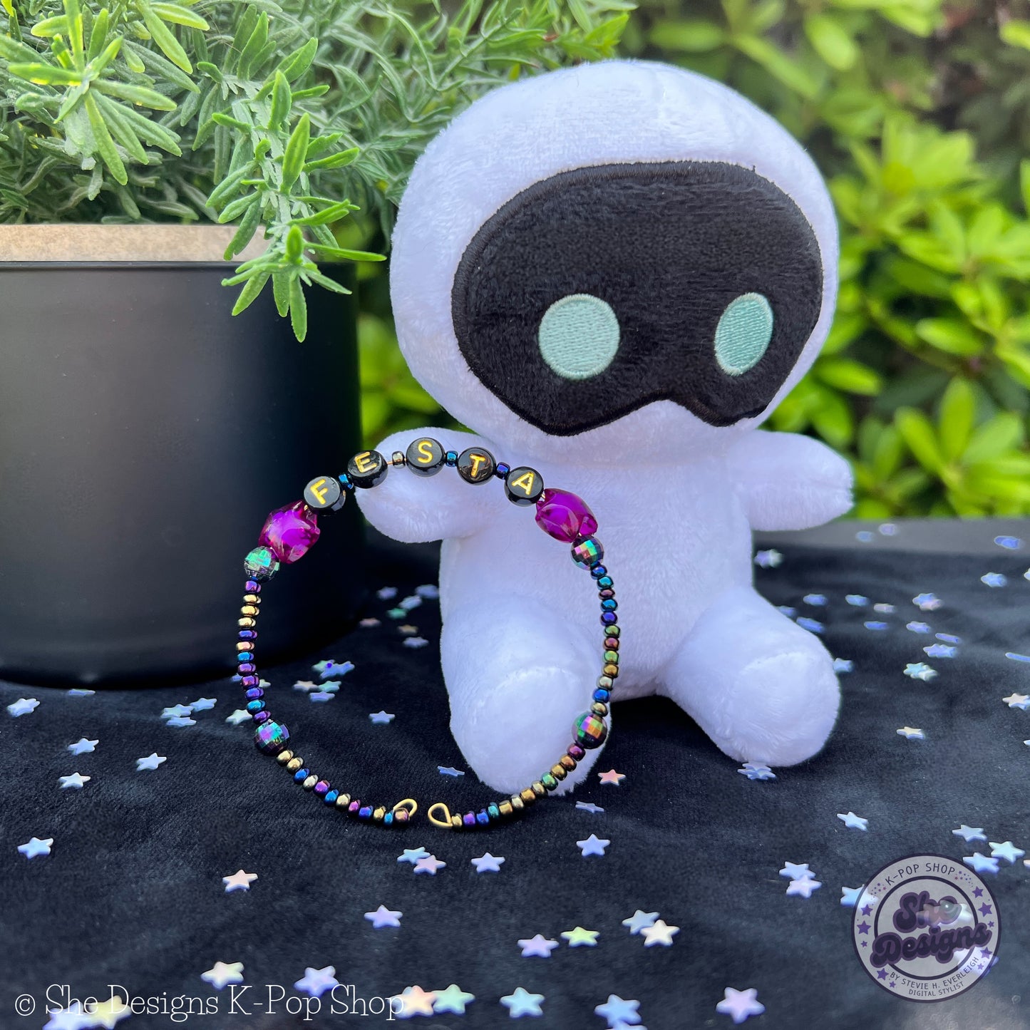BTS Festa Memory Wire Bracelet: Purple Star ARMY