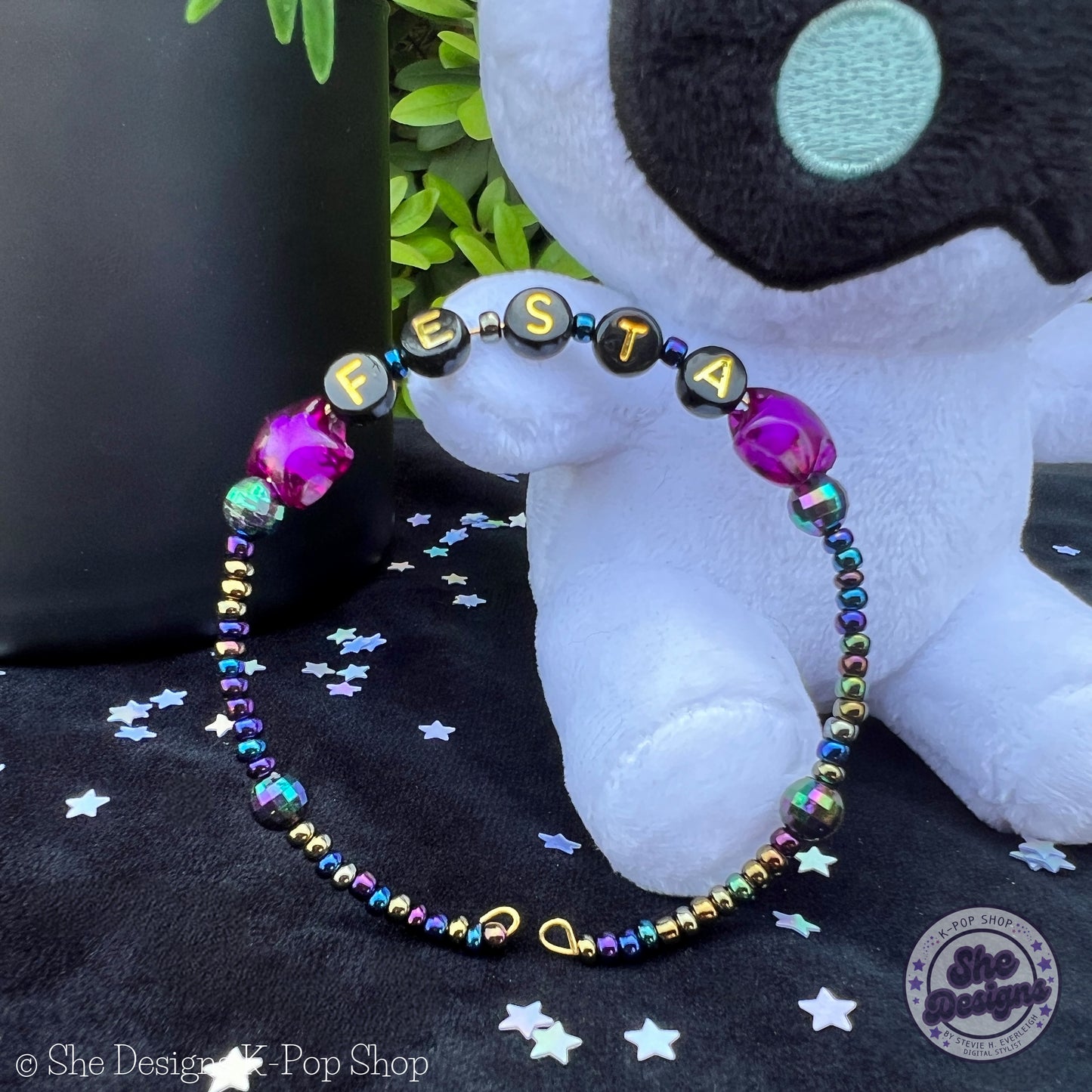 BTS Festa Memory Wire Bracelet: Purple Star ARMY