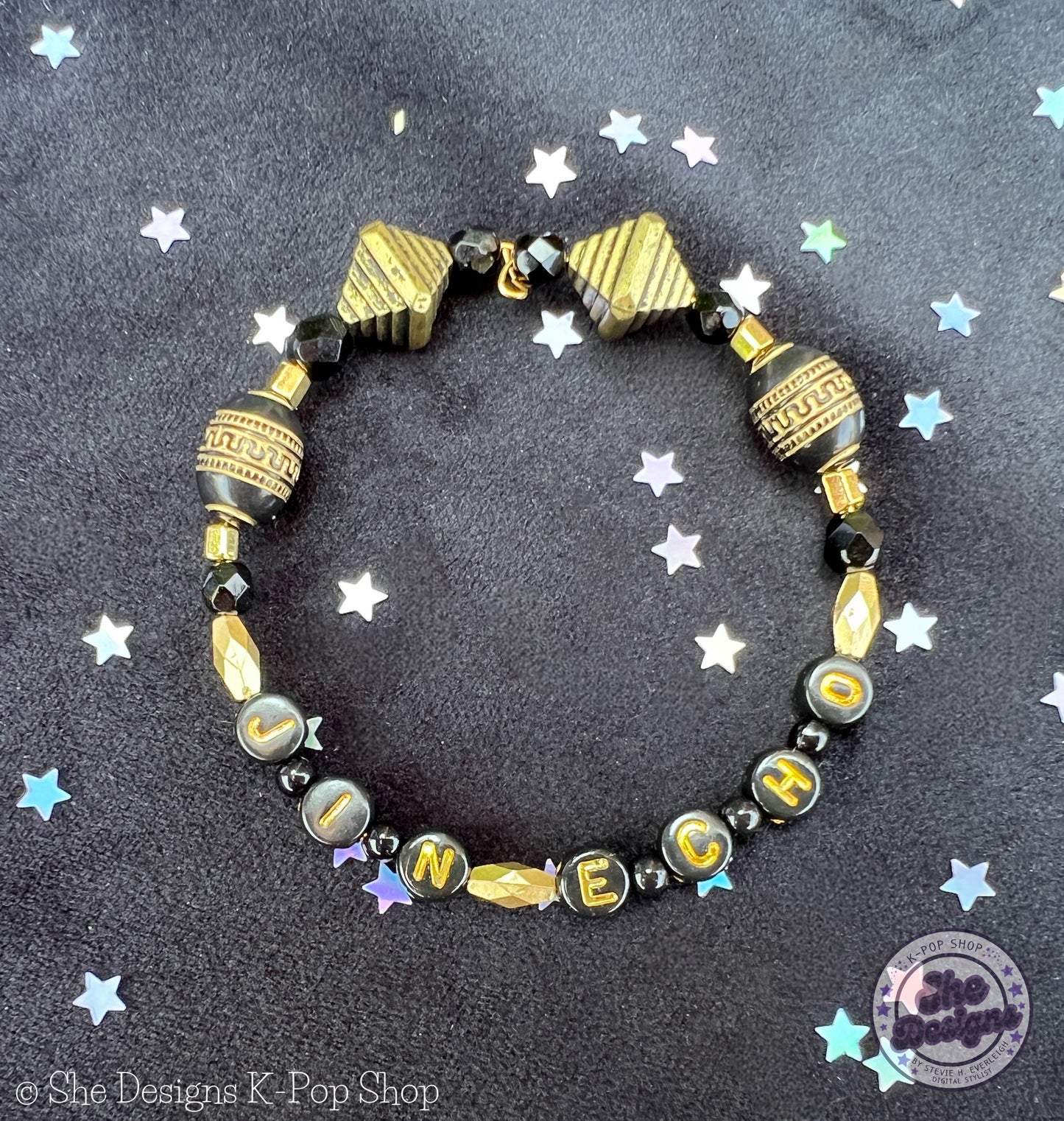 BTS Jin Echo Memory Wire Bracelet: Golden Echo