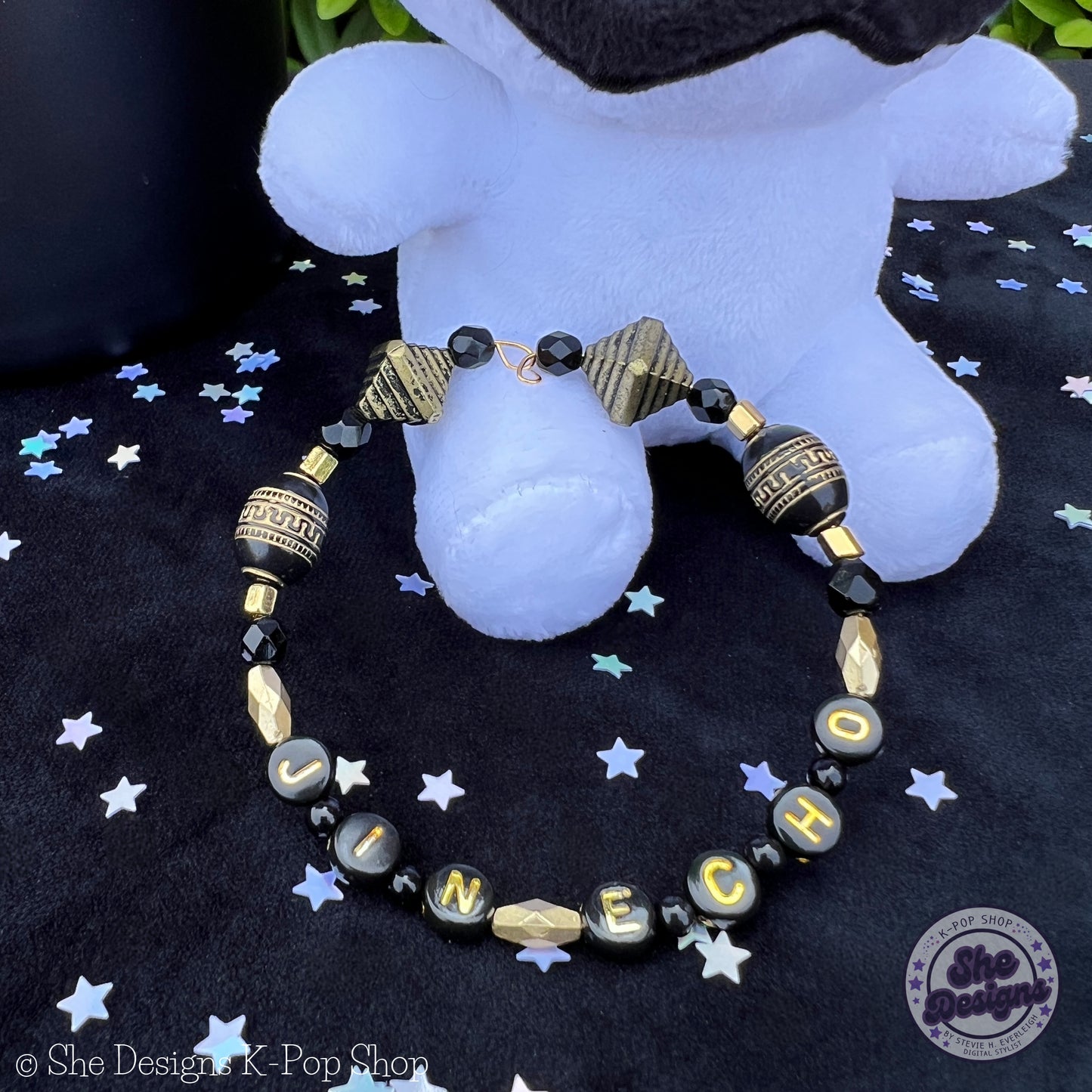 BTS Jin Echo Memory Wire Bracelet: Golden Echo
