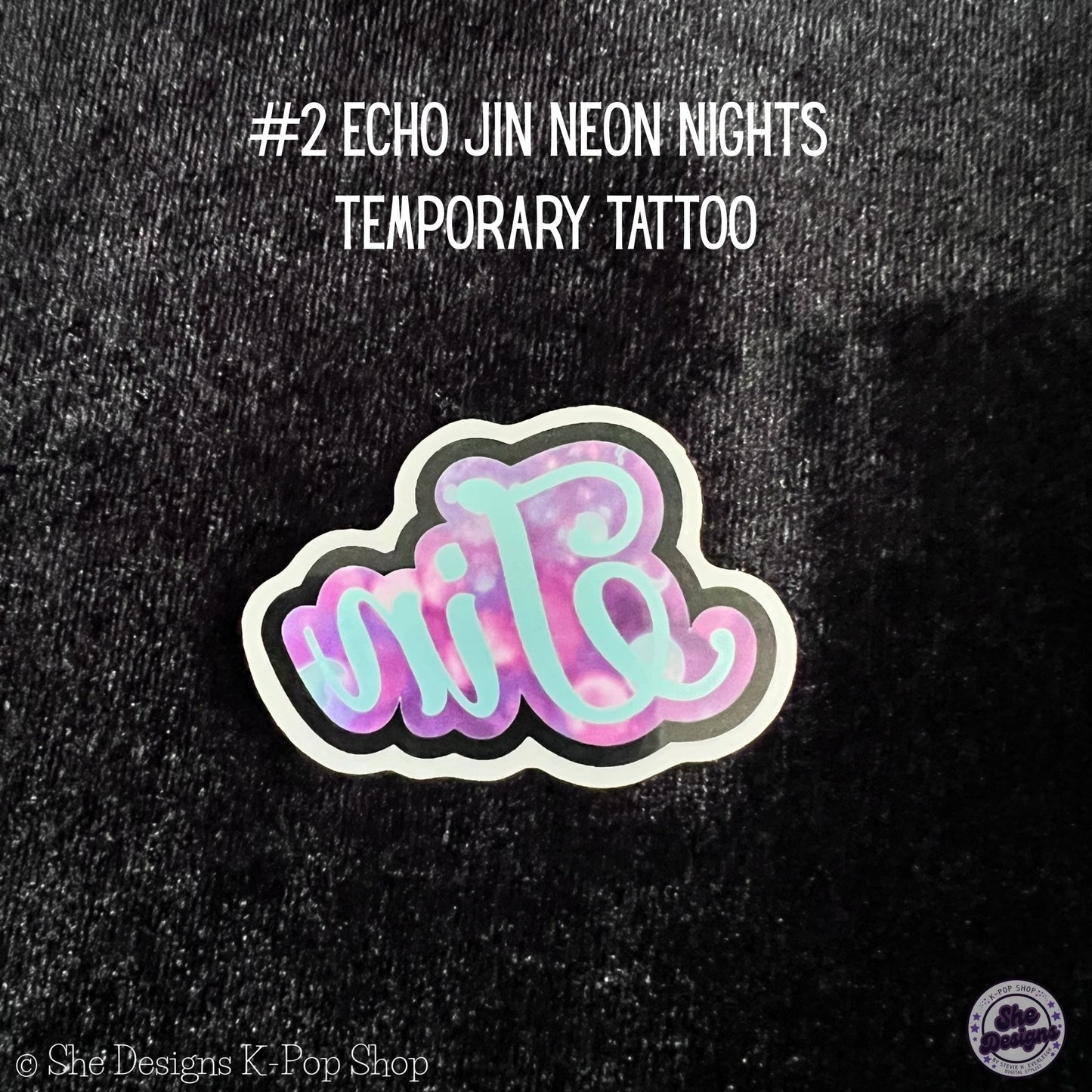 BTS JIN ECHO WORLD TOUR TEMPORARY TATTOOS: NEON NIGHTS THEME