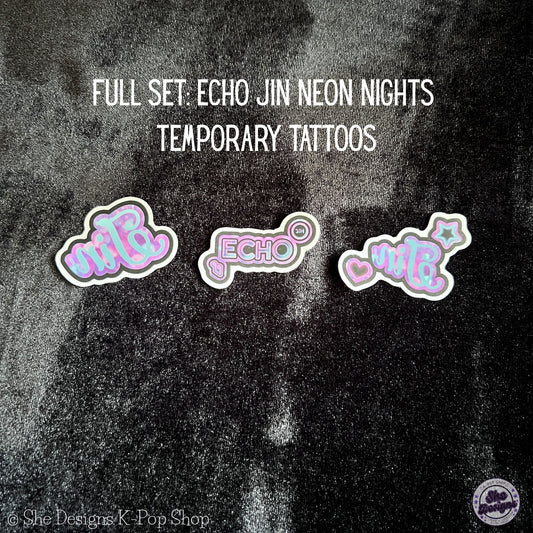 BTS JIN ECHO WORLD TOUR TEMPORARY TATTOOS: NEON NIGHTS THEME