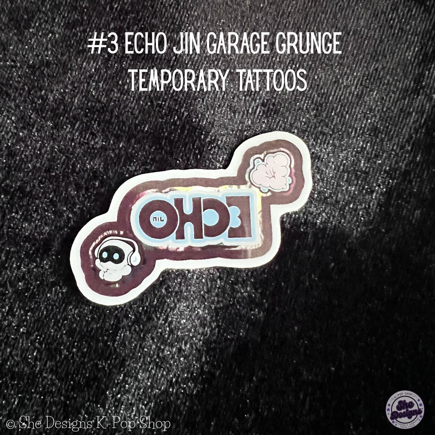 BTS JIN ECHO WORLD TOUR TEMPORARY TATTOOS: GARAGE GRUNGE THEME