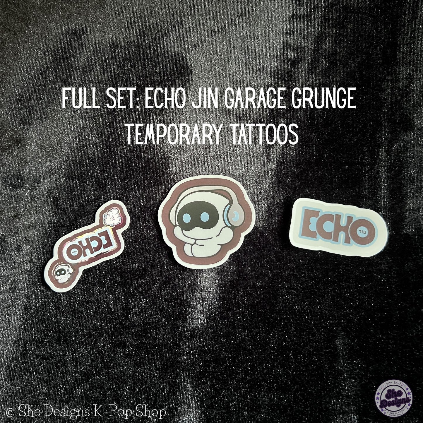 BTS JIN ECHO WORLD TOUR TEMPORARY TATTOOS: GARAGE GRUNGE THEME
