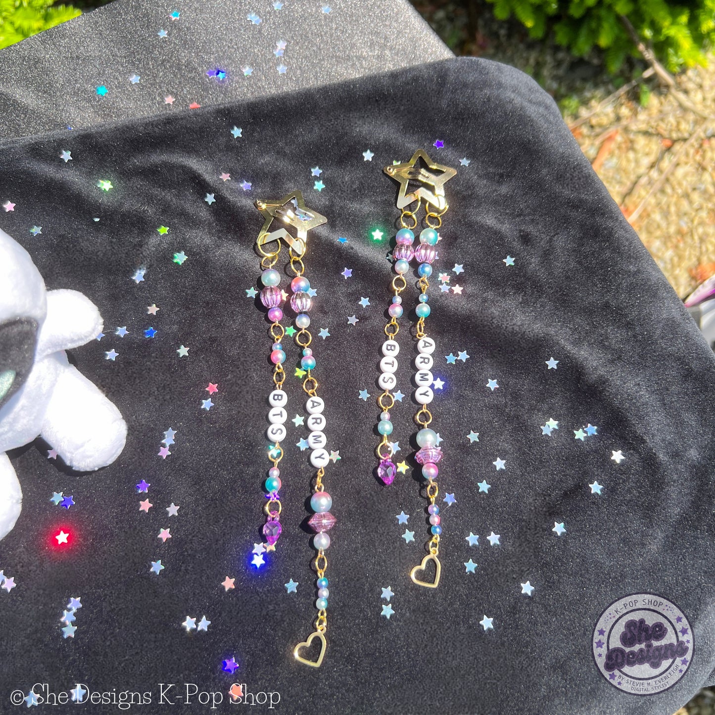 BTS ARMY Beaded Hair Clips Barrettes: BTS ARMY & Proud!