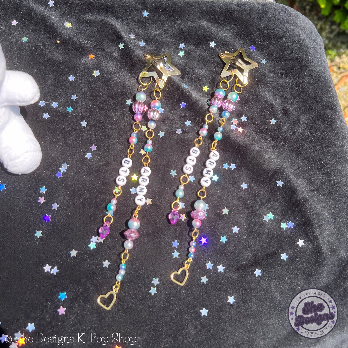 BTS ARMY Beaded Hair Clips Barrettes: BTS ARMY & Proud!