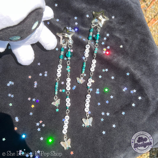 BTS LUV YOURSELF Beaded Hair Clips Barrettes: Luv UR Self!