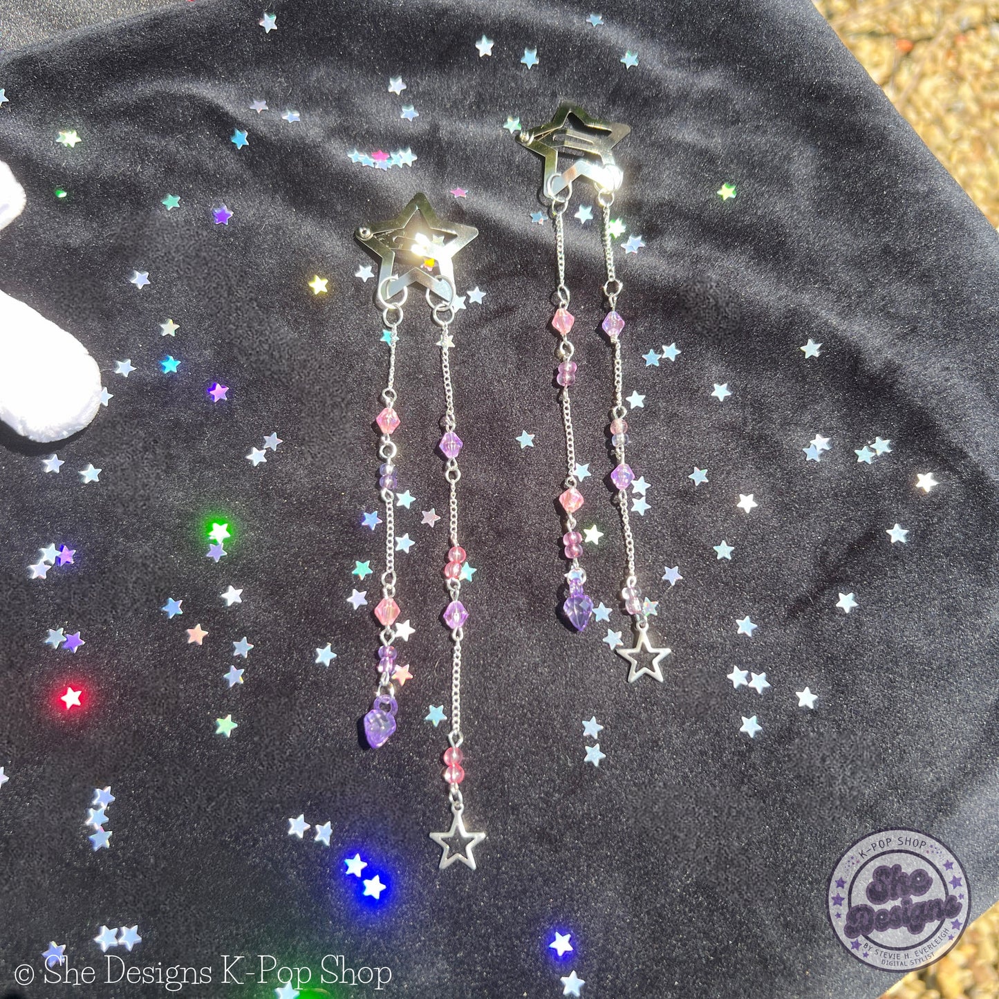 BTS Beaded Hair Clips Barrettes: Purple Paradise