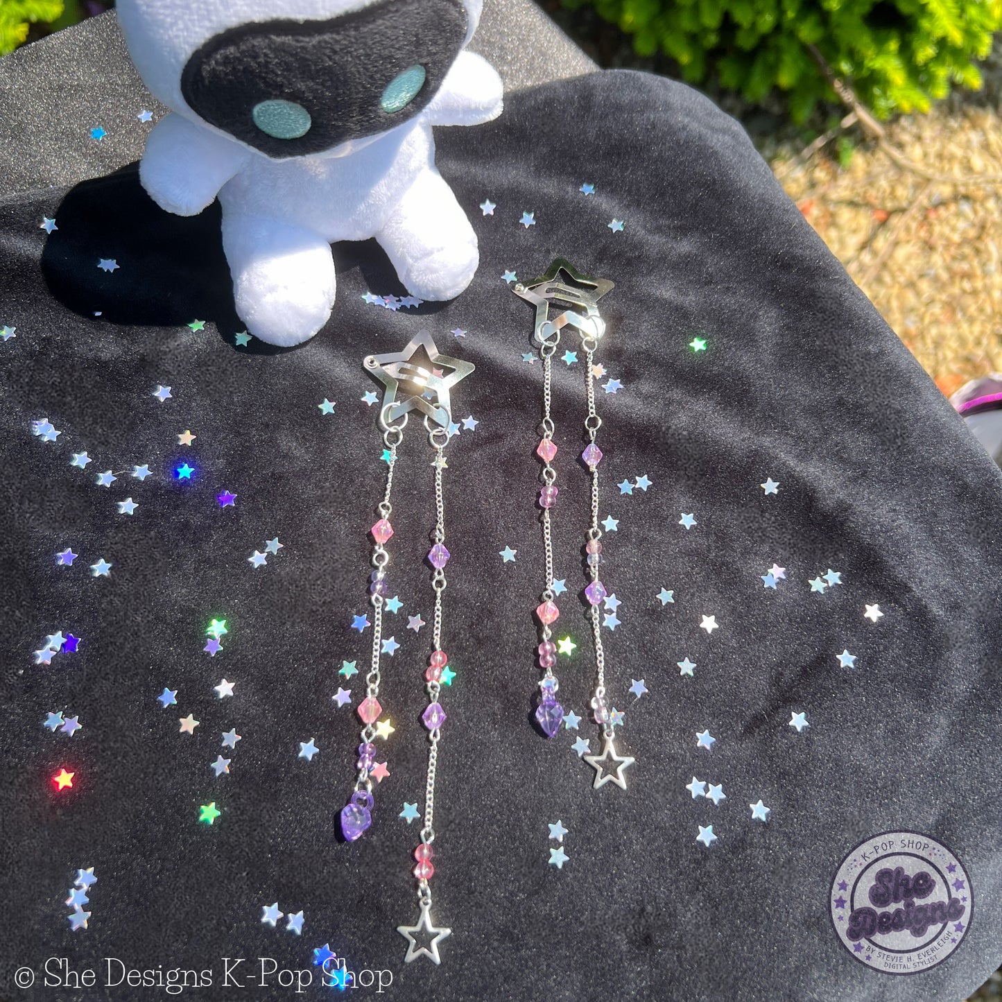 BTS Beaded Hair Clips Barrettes: Purple Paradise