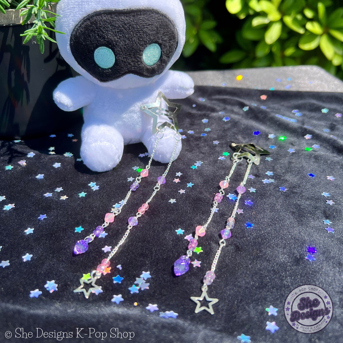 BTS Beaded Hair Clips Barrettes: Purple Paradise