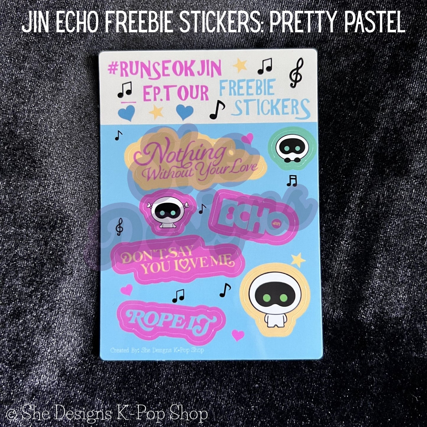 BTS JIN ECHO WORLD TOUR: KISS STICKER SHEETS