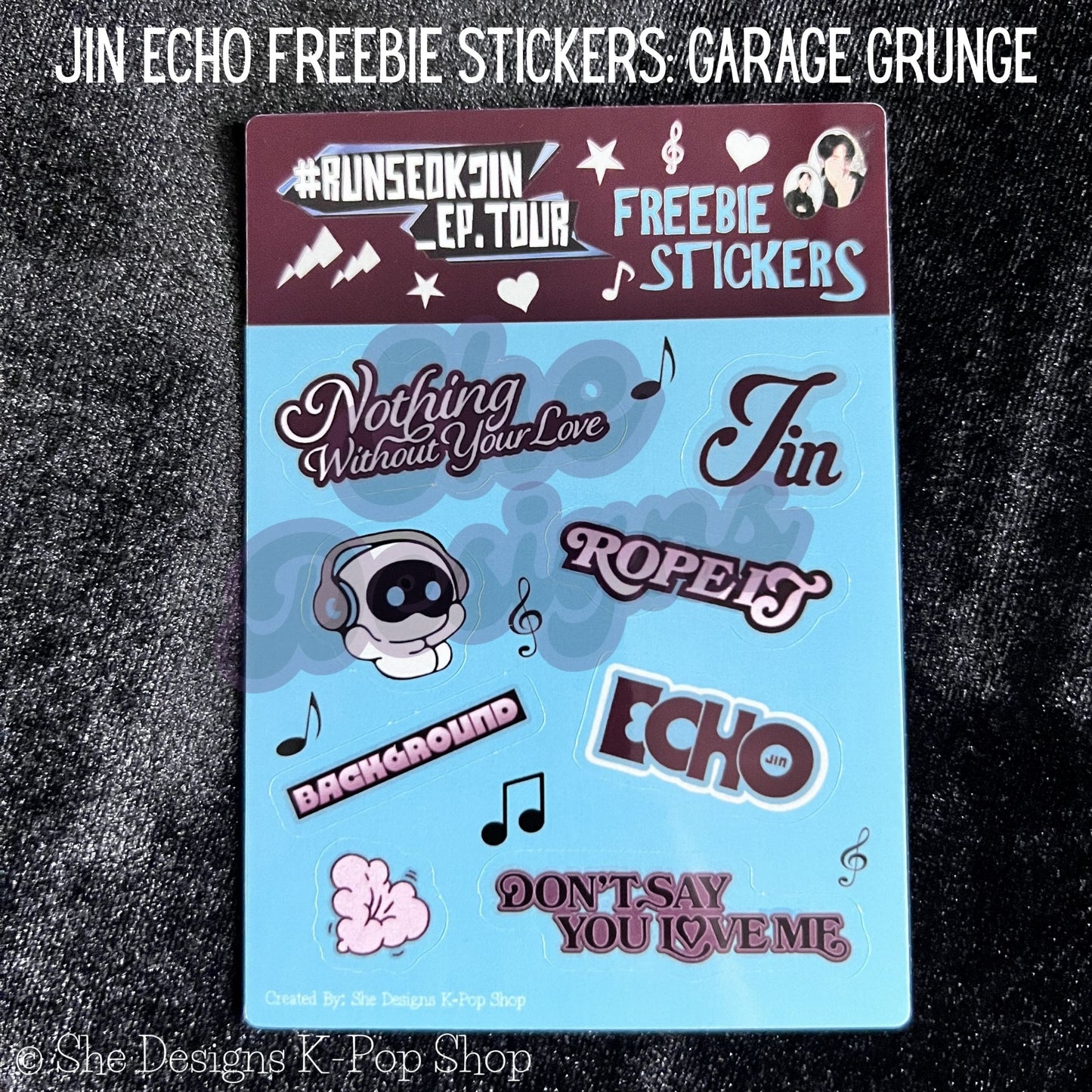 BTS JIN ECHO WORLD TOUR: KISS STICKER SHEETS