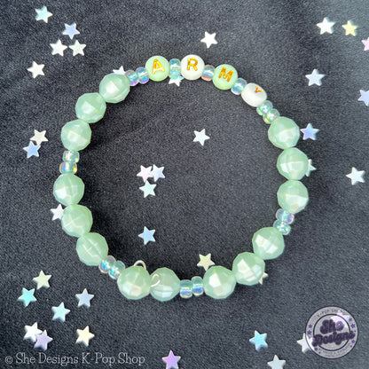 BTS ARMY Inspired Memory Wire Bracelet: Sea Foam Green