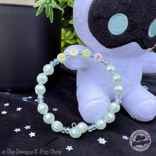 BTS ARMY Inspired Memory Wire Bracelet: Sea Foam Green