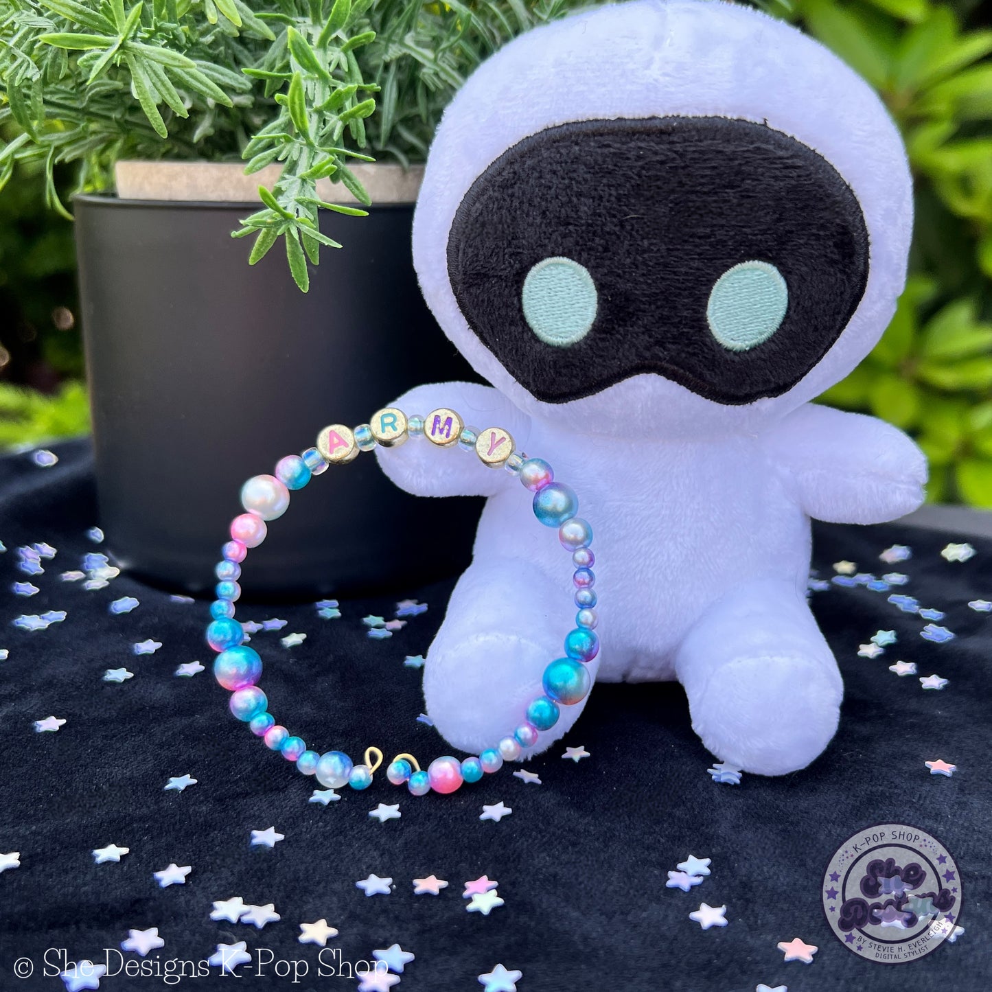 BTS ARMY Inspired Memory Wire Bracelet: Unicorn Pearl
