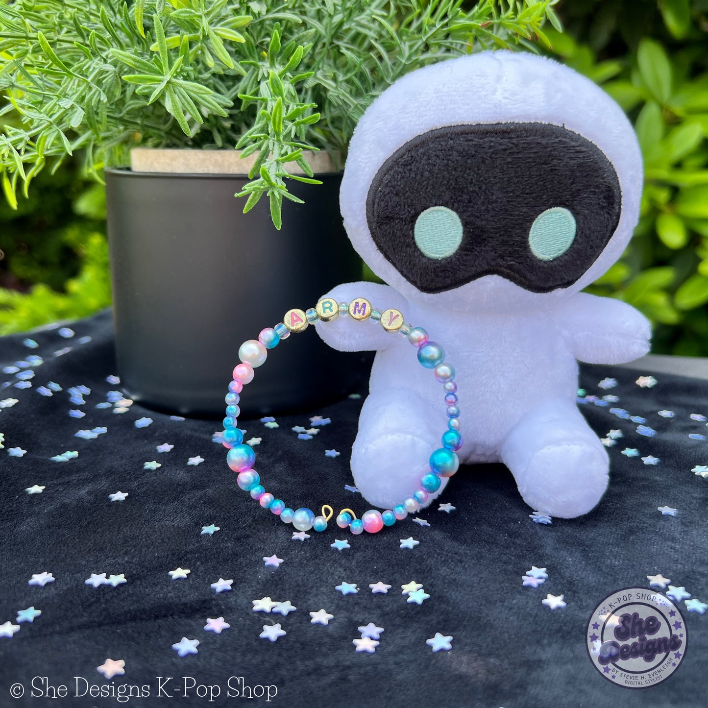 BTS ARMY Inspired Memory Wire Bracelet: Unicorn Pearl