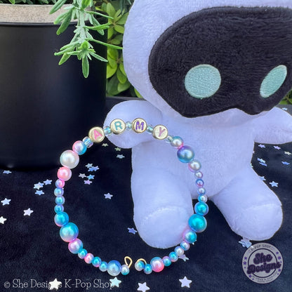 BTS ARMY Inspired Memory Wire Bracelet: Unicorn Pearl