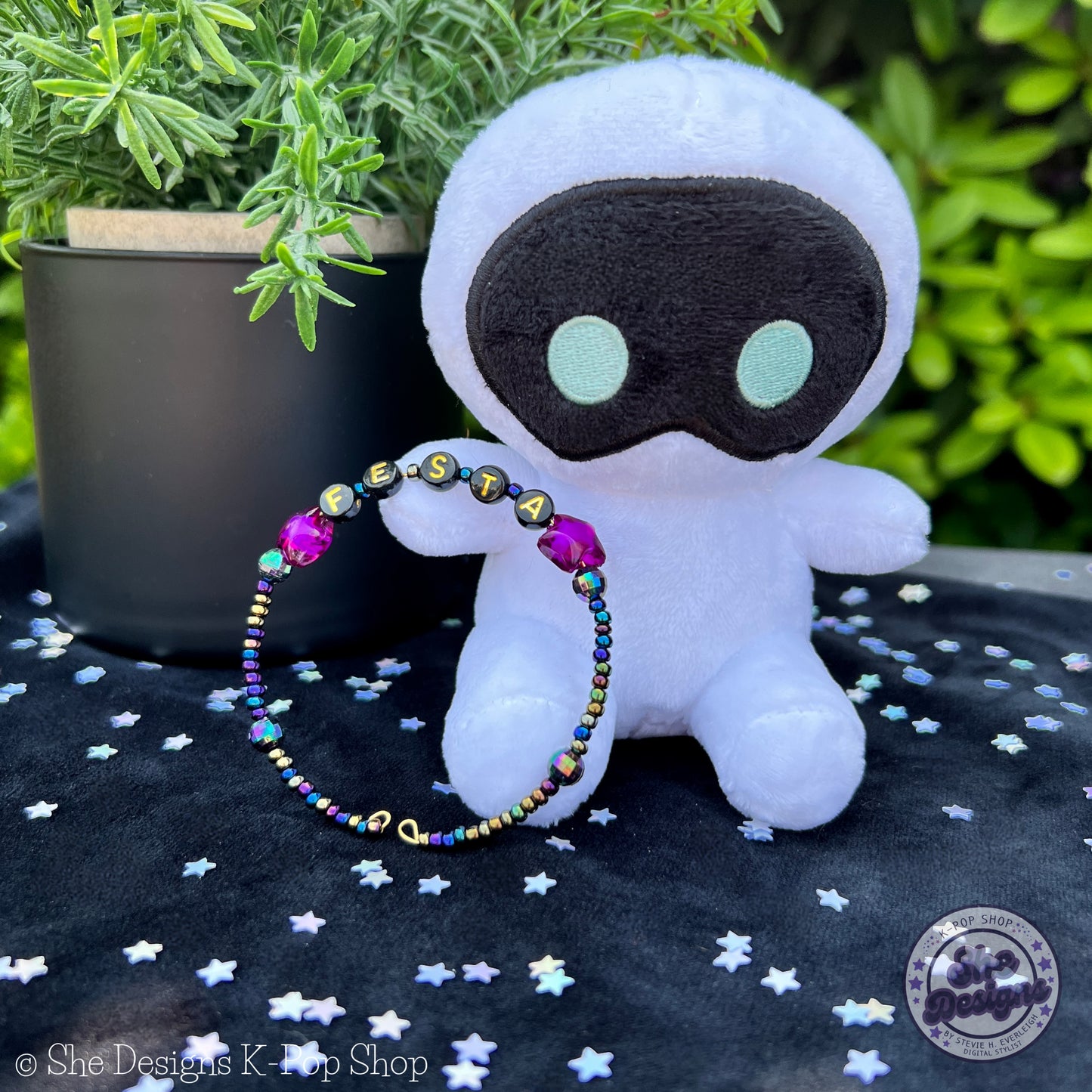 BTS Festa Memory Wire Bracelet: Purple Star ARMY