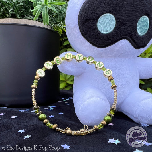 BTS Inspired Memory Wire Bracelet: Taehyung V's Victory in Bronze